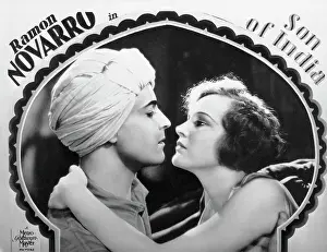Actor Ramon Novarro and Costar on Poster for Son of India