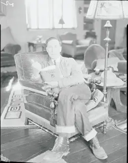 Williams Prints: Former Actor William S. Hart Reclining with a Book at Home