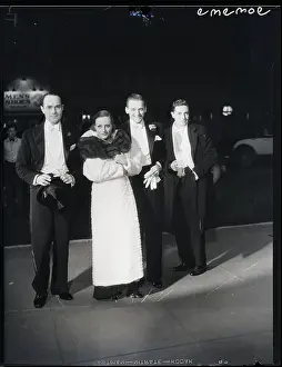 Prints of (Original Caption) 1932-Hollywood, California: Douglas Fairbanks, Jr. with Mrs. Fairbanks, Joan Crawford and friends arriving at the opening night performance of his new picture Union Depot A Glamorous Life Captured: Actors Arrive At Opening Night Screening