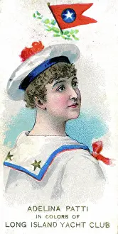 Actress Adelina Patti in colors of the Long Island Yacht Club, cigarette card, 1889