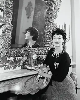 Actress Ava Gardner Posing by Mirror