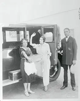 Actress Barbara La Marr Waving Near Car