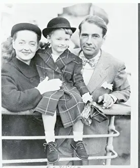 Actress Bette Davis Posing With Husband and Young Daughter