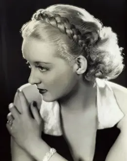 Braids Prints: Actress Bette Davis Wearing Hairstyle by Percy Westmore