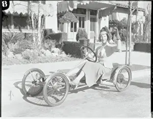 Actress Betty Blythe Riding Motored Vehicle Around Hollywood Lot