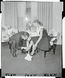 Intimacy Prints: Actress Betty Garrett with Husband Kneeling