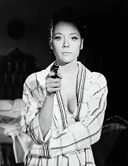 Robe Prints: Actress Diana Rigg on the set of On Her Majesty's Secret Service