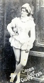 Actress in Elizabethan costume, collectible tobacco card for Cross Cut Cigarettes, 1890s