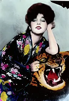 Kimono Prints: Actress Evelyn Nesbit Thaw on Tiger Rug