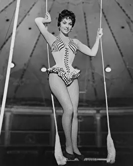 Italian Prints: Actress Gina Lollobrigida on Trapeze