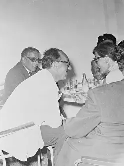 Actress Greta Garbo and Friends in Athens Cafe