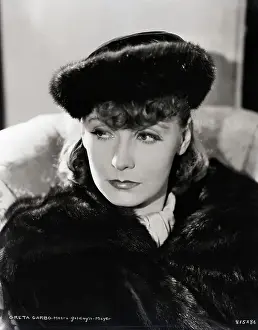Actress Greta Garbo in Fur Coat and Hat