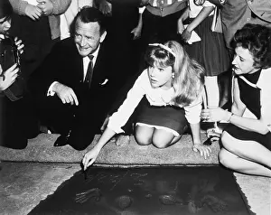 Actress Hayley Mills Placing Handprints at Grauman's Chinese Theater