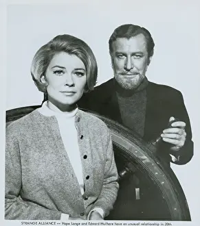 Actress Hope Lange with Actor Edward Mulhare on Set