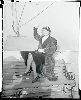 Actress Ida Lupino Posing on Bench