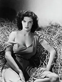 Prints of (Original Caption) 1941: Jane Russell, 19 year old - discovered by Howard Hughes in 1940 for her appearance in The Outlaw Hollywood's Sultry Siren – A Photographic Tribute: Actress Jane Russell