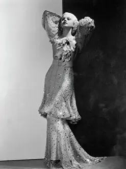 Actress Jean Harlow Posing in Fashionable Dress