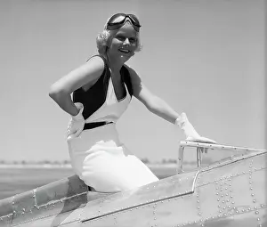 Actress Jean Harlow in Racing Plane