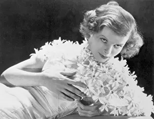 Actress Katharine Hepburn with Flowers
