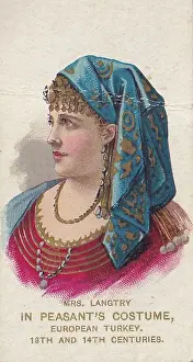 Actress Lily Langtry in stage costume, on Duke's cigarette card, 1888