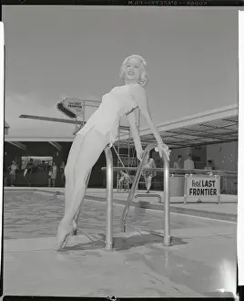 Actress Mamie Van Doren Posing by Swimming Pool
