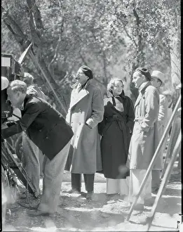 Actress Marlene Dietrich Filming on Site with Crew