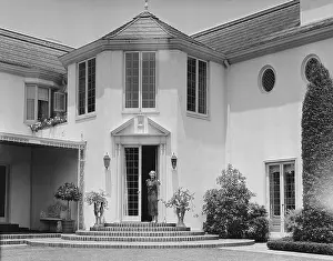 Actress Mary Pickford Posing in Front of Her Home
