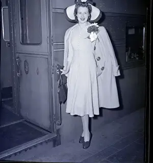 Actress Ruth Warrick at a Railroad Station
