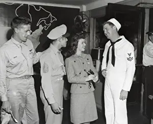 Actress Shirley Temple Chatting with Soldiers at Penn Station