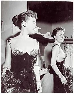 Actress Terry Moore Posing in Expensive Evening Gown
