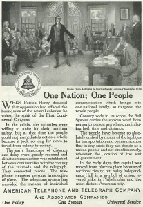 Advertising Prints: Ad For 'American Telephone & Telegraph'