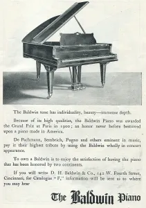 Advertising Prints: Ad For 'Baldwin Piano'