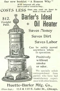 Advertising Prints: Ad For 'Barler's Oil Heater'