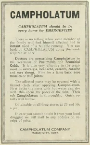 Retail Trade Prints: Ad For Campholatum