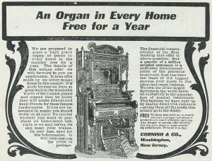 Advertising Prints: Ad For 'Cornish Pianos & Organs'