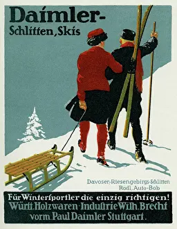 Alpine Prints: Ad For Daimler Schlitten, Skis