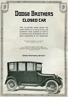 Prints of Advertisement for the Dodge Brothers Closed Car made by Dodge Brothers in Detroit, Michigan, 1918. (Photo by Jay Paull/Getty Images) Timeless Moments: A Visual Journey Through History’s Defining Images: Ad For Dodge Brothers Closed Car