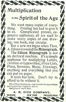 Advertisement Prints: Ad For 'Edison Mimeograph'