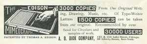 Advertising Prints: Ad For 'Edison Mimeograph'
