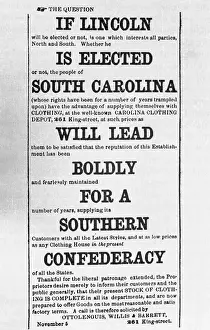 Handbill Prints: Advertisement Against Election of Abraham Lincoln