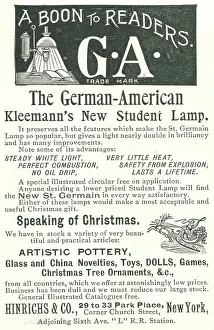 Retail Trade Prints: Ad For German American Student Lamp