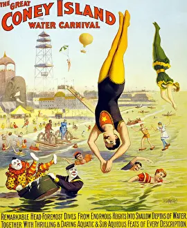 Diving Prints: Ad For The Great Coney Island Water Carnival