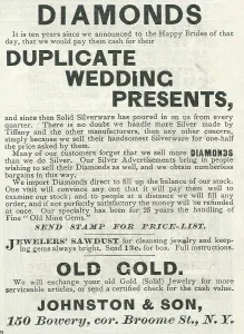 Retail Trade Prints: Ad For Johnston Diamonds & Silver