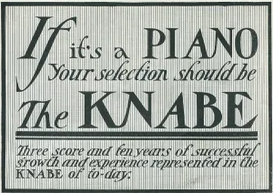Advertisement Prints: Ad For 'Knabe Pianos'