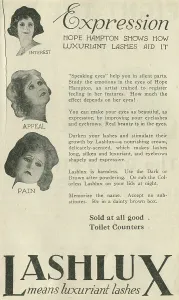 Advertising Prints: Ad For 'Lashlux Eyelash Cream'