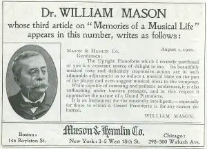Advertising Prints: Ad For 'Mason & Hamlin Pianos'