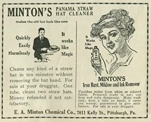 Advertisment Prints: Ad For Minton's Panama Hat Cleaner