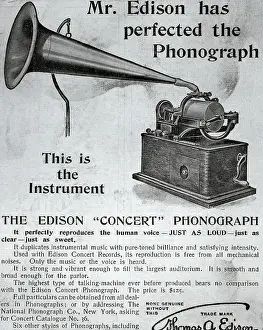 Edison Prints: Ad For Phonograph W/Illus & Text