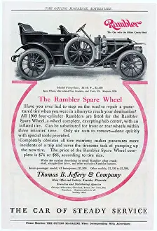 1910s Style Prints: Advertisement for The Rambler Auto with Spare Tire