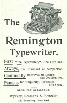Advertisment Prints: Ad For Remington Typewriter